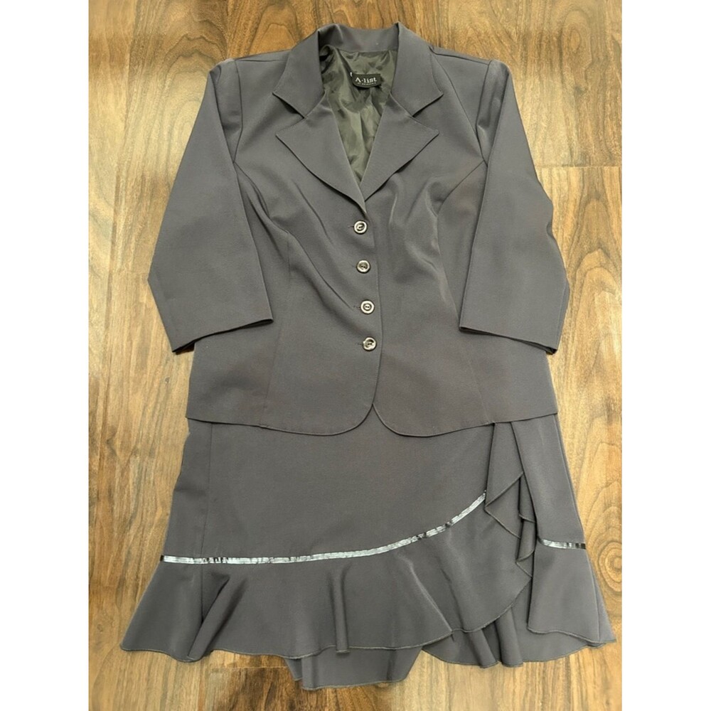A. List Charcoal Gray Two-Piece Skirt Suit